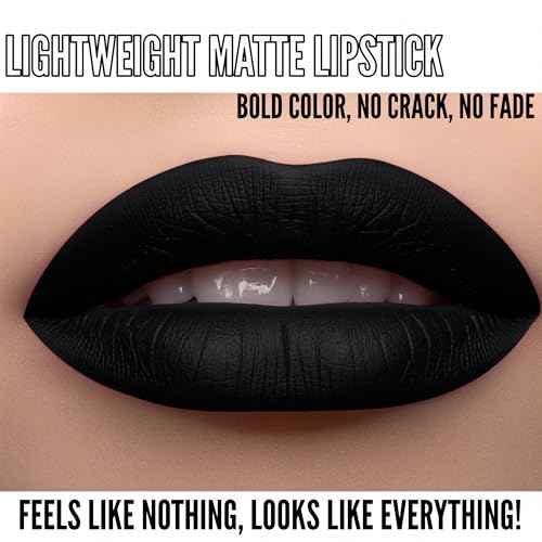 Mynena Black Long Lasting Lipstick for Women Waterproof & Transfer-Proof | Hydrating with Shea Butter | Bold Pigment Intense Matte Color Lip Stain | Talc-Free & Vegan Product that Performs | Linda