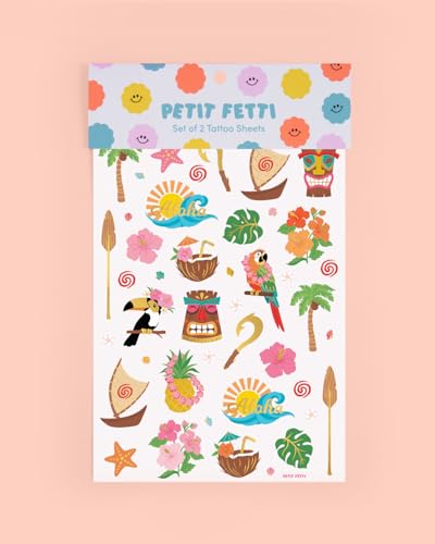 xo, Fetti Tropical Island Temporary Tattoos - 60 Gold Foil Pcs
