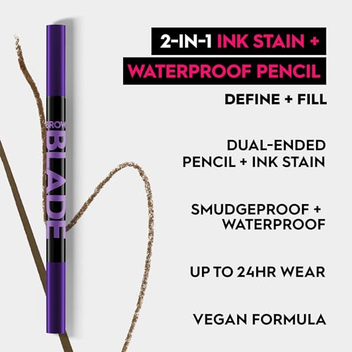 Urban Decay Neutral Brown Eyebrow Pencil & Tinted Volumizing Brow Gel Bundle - Brow Blade 2-in-1 Microblading Eyebrow Pen + Waterproof Pencil, Big Bush Waterproof 24HR Hold Brow Gel (Neutral Nana)