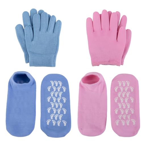 8 PCS Moisturizing Gloves and Socks,Gel Spa Moisturizing Therapy Sock&Glove,Night Gloves for Dry Hands Women£¬Heal Eczema,Repairing Dry Cracked, Hands Feet Skin Care Gloves Socks Set for Woman