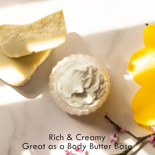 Refined Shea Butter Unscented - 100% Pure African Shea Butter for Hair & Dry Skin - Shea Butter Soap Base - Face & Body Moisturizer, for DIY Whipped Body Butter & Lip Balm 1 LB Bar