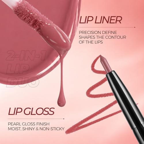 LANGMANNI 2-in-1 Lip Liner & Gloss Duo Shade 01 Dusty Rose Nude