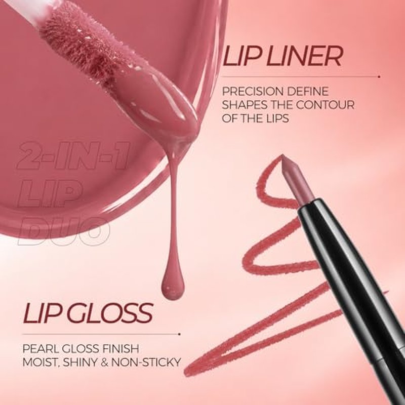 2-in-1 Lip Liner & Gloss Duo - Pearl Shine & Coral