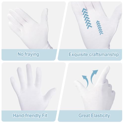 White Cotton Moisturizing Gloves for Dry Hands & Eczema - 15 Pairs