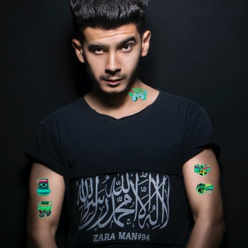 10 Sheet Gamer Stickers Glow in Dark Gaming Temporary Tattoos Video Game Gifts for Kids Classroom Rewards Gamer Birthday Party Supplies