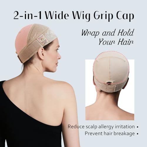 Dreamlover Wide Wig Grip Band for Secure Fit, Soft Wig Caps for Balding and Hair-loss Individuals, 2-in-1 Wig Grip Cap, Nude, 1 Pieces