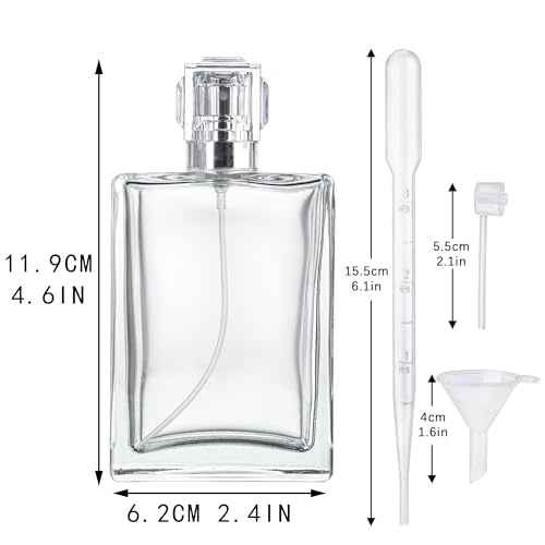 YU FENG Glass Perfume Bottles Empty Spray Refillable Atomizer 2 Pack 100ml/3.4oz£¨Square£©