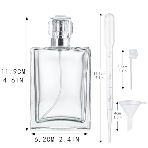 YU FENG Refillable Perfume Spray Bottles 100ml - 2 Pack Clear Glass