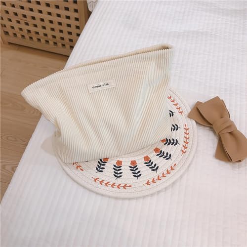 Wudygirl Makeup Bag 10.5"x7.5" Corduroy Canvas Travel Cosmetic Pouch