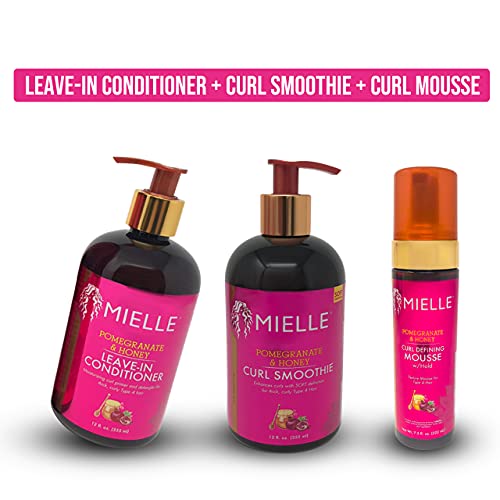 Mielle Pomegranate & Honey Leave-In Conditioner & Curl Smoothie Set for Curly Hair