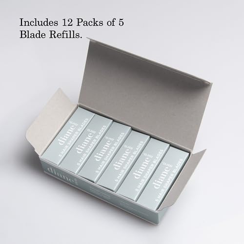 Diane Hair Shaper Razor Blades, Polymer Coated Stainless Steel Material, Precise Shaping, Trimming, and Cutting, Razor Refills for Barber, Straight Edge Razor Blade, 60-Pack