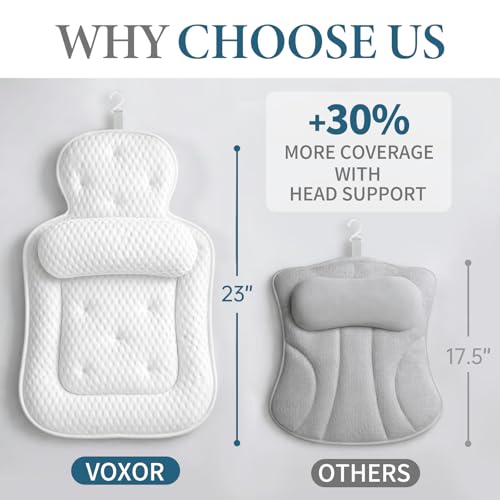 Bath Pillows for Tub, Comfortable Bathtub Cushion for Head and Neck with Soft 3D Mesh Fabric and 54 Non-Slip Suction Cups, Relaxing Tub and Shower Accessories Spa Gift White Standard