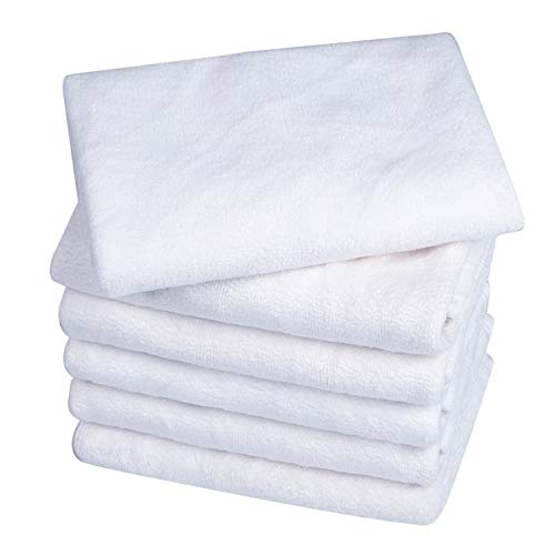 Microfiber Facial Cloths Face Towels Ultra Soft Fast Drying Washcloth Face Cloth for Bath 12 inch x 12 inch 6 Pack White