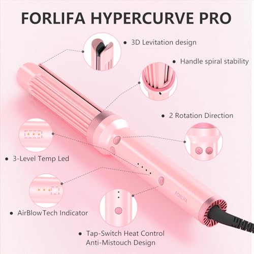 FORLIFA Automatic Curling Iron with Cool Airflow Styler - 1 Inch