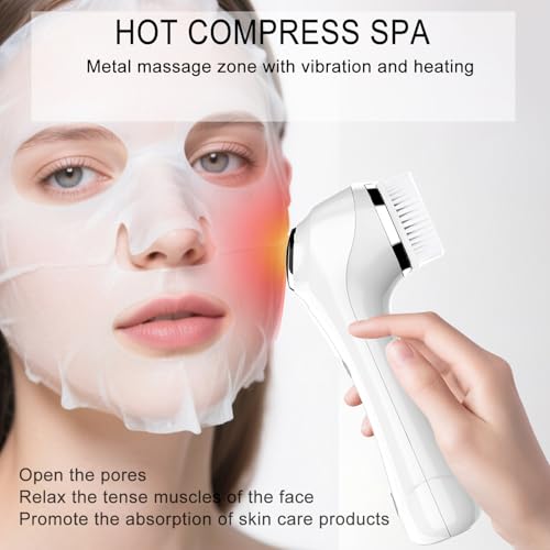 Facial Cleansing Brush, Electric Facial Brush with 4 Different Brush Heads for Deep Cleansing, Gentle Exfoliating, Removing Blackhead and Massaging£¨White£©