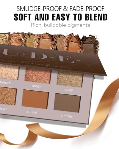 HOOMUSS Brown Eyeshadow Palette Matte 8Color, Neutral Naked Nude Eye Shadow for Latte Makeup, Warm Brown Shimmery Eye Looks, Long Lasting & Pigmented (Naked)