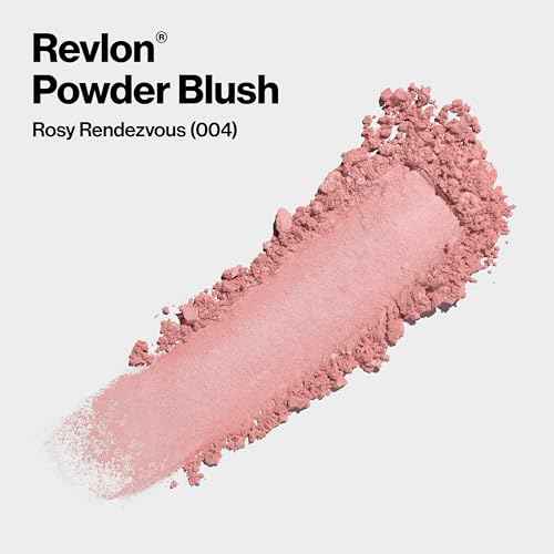 Revlon Powder Blush Face Makeup, High Impact Buildable Color, Lightweight & Smooth Finish, 004 Rosy Rendezvous, 0.17 oz