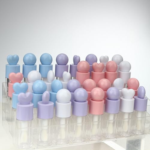 COSIDEA 16pcs 6ml 0.2oz Round Purple big doe foot wand lip gloss tubes for DIY unique lipgloss containers tubes with thick brush