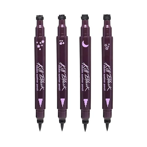 4-Piece Dual-End Eyeliner Stamp Pen Set - Shapes & Liner