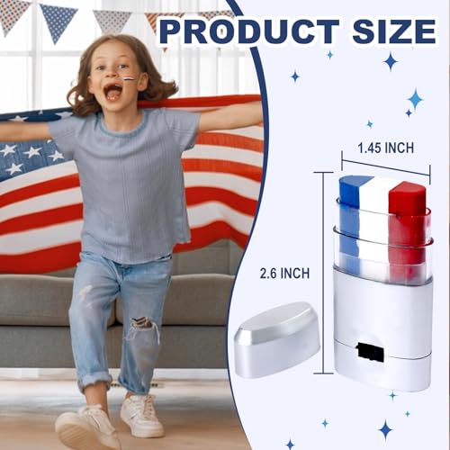 CHENXYUAN 2 Pcs Patriotic Red White Blue Face Paint Sticks for 4th of July Sports Events - Model 1