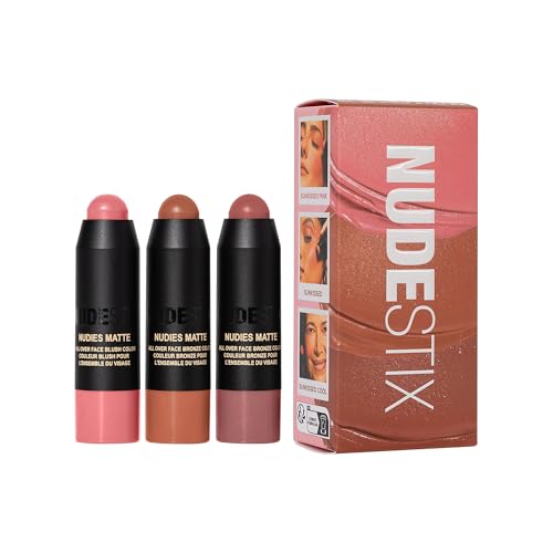 Nudestix Sunkissed Blush & Bronze 3-Piece Mini Kit ? Matte Cream Makeup Sticks for Cheeks, Eyes & Lips | Includes Sunkissed Shade, Travel-Friendly & Vegan | Limited Edition Glow Set