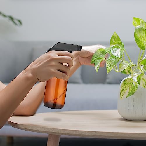 Norme 24 Pcs Glass Spray Bottles with Funnels and Labels 8 oz Refillable Cosmetic Empty Spray Containers with Trigger Squirt Containers for Essential Oil Cleaning Solutions(Brown)