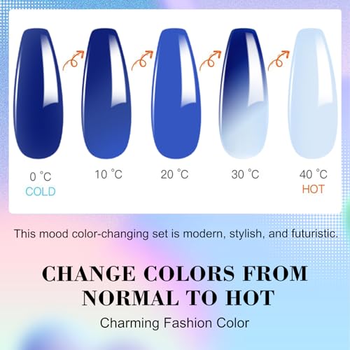 6-Color Mood Changing Dip Powder Nail Set - Long-Lasting DIY Manicure Kit