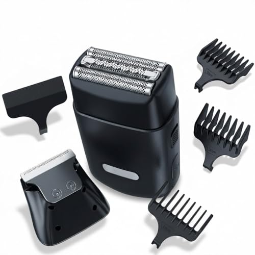 5-in-1 Electric Razor for Men & Beard Trimmer Kit: Dual-Mesh Foil Shaver Head - Cordless Hair Clippers for Bald Head & Face, Waterproof Body Grooming for Home, Shower & Travel
