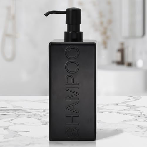 Rectangular Resin Dispenser Premium Bathroom Shampoo Conditioner Body Wash Bottle Modern Refillable Pump Design
