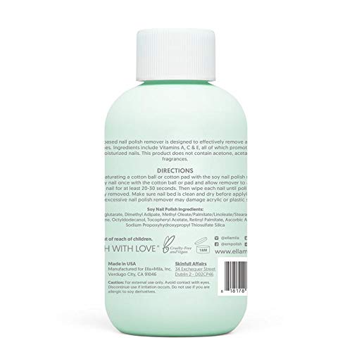 ella+mila Soy Nail Polish Remover - Non-Acetone, Unscented, 4 fl oz