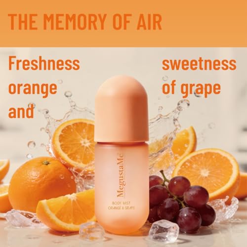MegustaMe Orange & Grape Body Spray for Women, Vegan, Paraben-Free, 3.38 fl oz