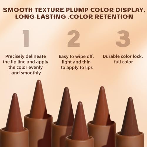 HOSAILY 3-Color Lip Liner Set - Matte Red, Brown, Nude