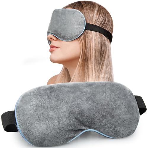 Heated Eye Mask, Reusable and Detachable Microwave Warm Eye Compress Mask for Eye Irritation, Dry Eye, Itchy Eyes etc. (Gray-Flaxseed)