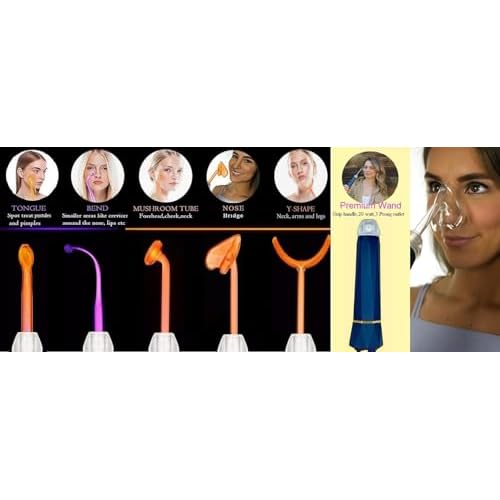 Lift Wand 2.0 Facial Anti-Aging Skin Therapy Wand Up to 20 Watt Power Includes 5 attachments w/Exclusive Nose Attachment w/ 3 Prong Safety Cord