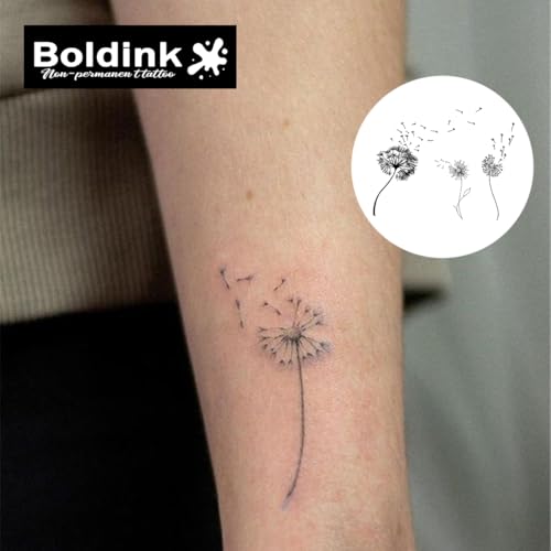 Temporary Tattoos,Semi Permanent Tattoos,15 Days Long Lasting Tattoo Stickers,Waterproof and Anti-reflective,Unique Design(Dandelion)