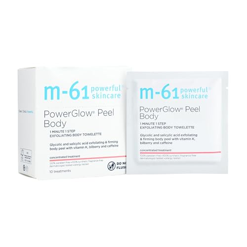 m-61 PowerGlow Peel Body | Exfoliating Body Towelette With Glycolic And Salicylic Acid. 1 Minute, 1 Step - 10 Treatments