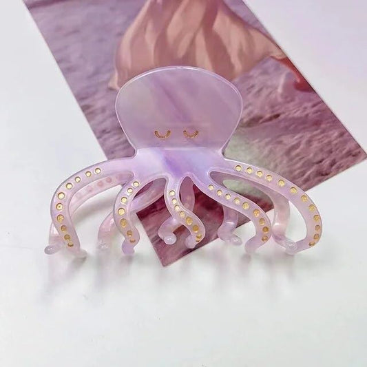 Cute Octopus Hair Claw, Purple, Hair Clip for Thick or Thin Hair, Strong Hold, Large Barrette, Curly or Straight Hair