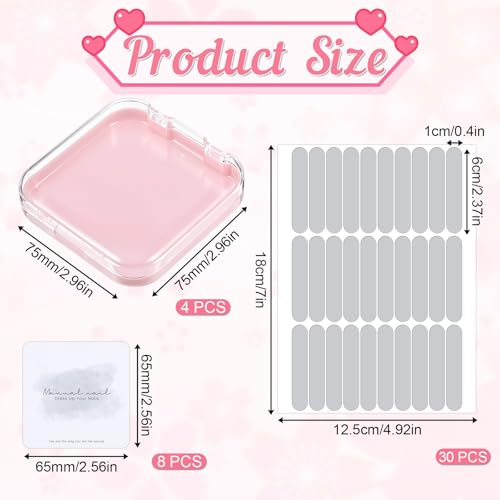Nail Art Storage Box Set - 4 Acrylic Display Boxes with 30 Tape Strips & 8 Cards