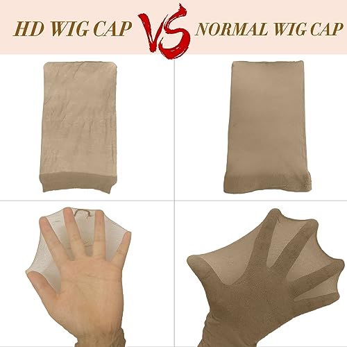 20PCS HD Wig Cap for Lace Front Wig, Stocking Stretchy Wig Caps for Women Men, Stretchy Nylon Stocking Wig Caps Wig Bald Cap for Wigs, Transparent Wig Cap Thin Wig Cap with Elastic Band(HD Brown)