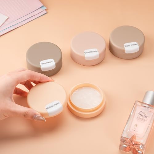Gemice 1oz Magnetic Travel Containers Set with Labels, Apricot - Leakproof Toiletry Bottles for TSA Carry-On