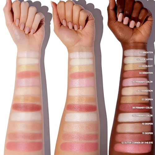 12-Color Baked Shimmer Palette - Eyeshadow, Blush & Highlighter
