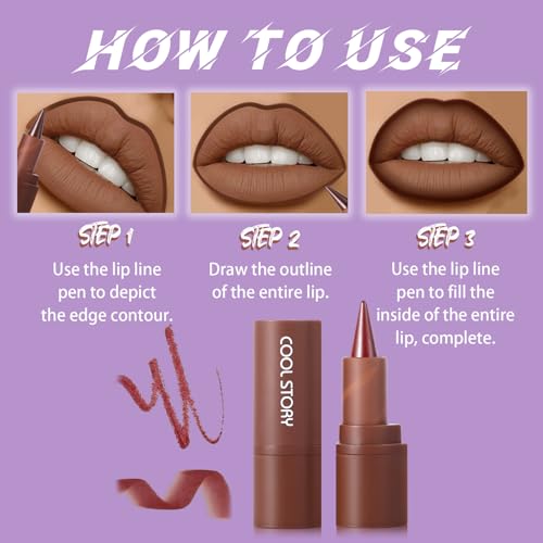 3-in-1 Matte Lip Liner & Lipstick Pencil Waterproof