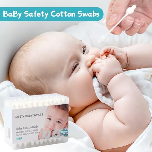 Organic Baby Safety Cotton Swabs with Bulb Tip - 220 Count (4 Pack)