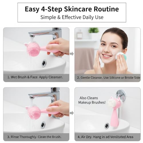 Silicone Face Scrubber Brush - Dual-Sided Exfoliating Cleanser
