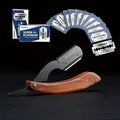 wooden handle manual shaving razor with replacement blade compatible with S23 stainless steel hair clipper, used for shaving razors (ôï?Óïʭ+10ø¸Óïø¸)