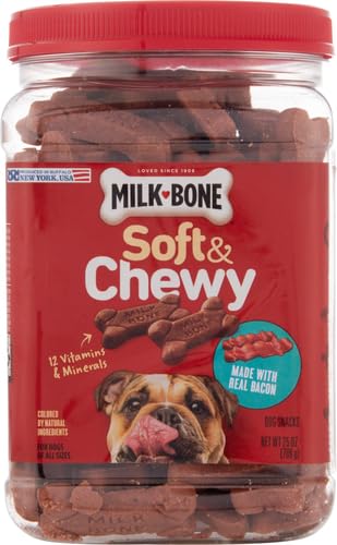 Milk-Bone Soft & Chewy Dog Treats, Bacon Recipe, 25 Ounce, Made with Real Bacon