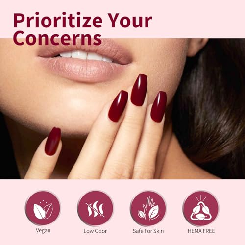 Canni Burgundy Red Gel Nail Polish - 1 Pcs Dark Red UV/LED Soak Off