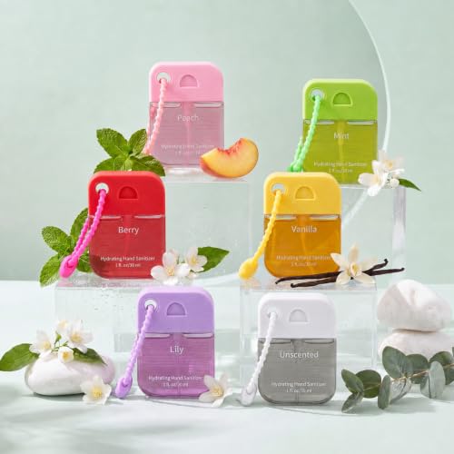 Frienda 24 Pack Hand Sanitizer Spray with Silicone Lanyard, 62% Alcohol, 30 ml