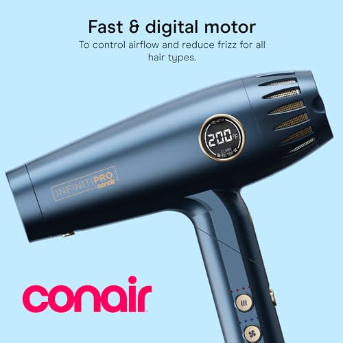 Conair Infinitipro Hair Dryer with Foldable Handle & Diffuser – 3 Attachments