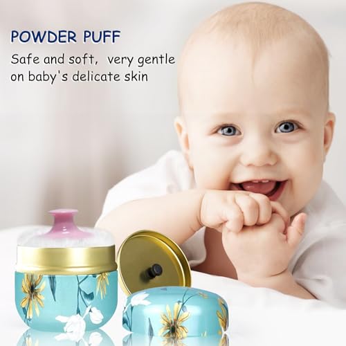 Body Powder Puff with Container - Soft Artificial Wool, Travel Case